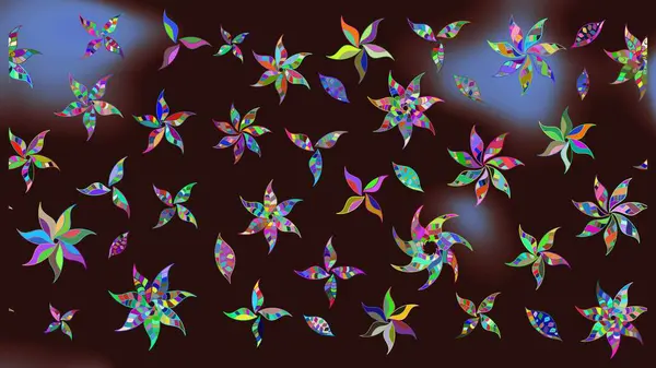 Renkli Yaz Temalı eskiz kalıbı. Düz Çiçek Elementleri Tasarımı. Kahverengi renkli çiçekler. Raster illüstrasyonunda çiçek deseni çizimi.