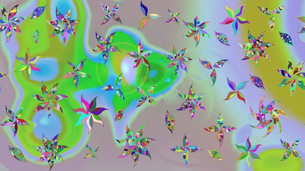 Tarafsız renklerde çiçekler. Renkli Bahar Teması eskiz kalıbı. Raster illüstrasyonu. Düz Çiçek Elementleri Tasarımı. Çiçekli çiçek deseni, suluboya..