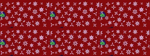 Raster deseni. Raster illüstrasyonu. Küçük çiçekteki sevimli çiçek deseni. Kibarca, yaz çiçekleri kırmızı renklerde.