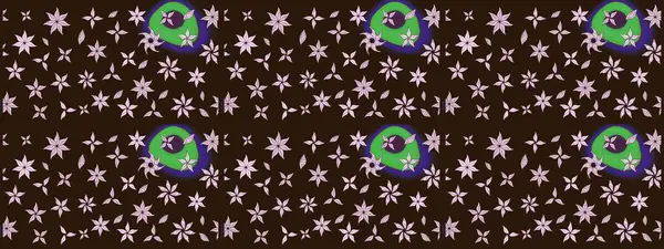 Kahverengi renkli bitkilerden oluşan parlak çiçekli çizim deseni.