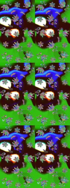 Raster illüstrasyonu. Şirin karalama çiçekleri olan kusursuz çiçek desenleri. Raster illüstrasyonu. El yapımı çiçek ve bitki koleksiyonu. Çizim biçimi yeşil renklerde.