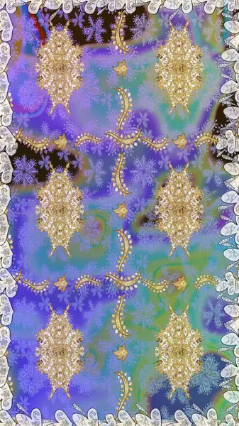 Düz elle çizilmiş klasik koleksiyon. Mor renklerdeki altın desenli altın elementler. Raster altın pürüzsüz desen. Arkaplan, kumaş, altın duvar kağıdı.