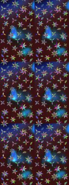 Raster illüstrasyonundaki çiçek desenli çizim. Kahverengi renkli çiçekler. Renkli Bahar Teması eskiz kalıbı. Düz Çiçek Elementleri Tasarımı.