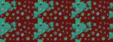 Düz Çiçek Elementleri Tasarımı. Kırmızı renkte çiçekler. Renkli Bahar Teması eskiz kalıbı. Sevimli çiçek raster deseni.