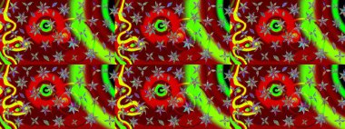 Raster illüstrasyonu. Kırmızı renkte çiçekler. Küçük çiçekte sevimli çiçek deseni var..