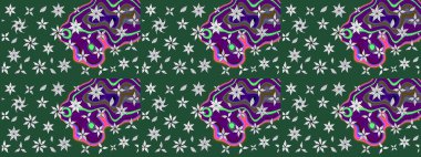 Nazik, sevimli çiçek arkaplanı. Çiçekli karalama şeklinde Raster çiçek deseni. Yeşil renkte çiçekler.