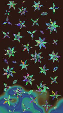 Raster illüstrasyonu. Küçük çiçekteki sevimli çiçek deseni. Güzel karalamalı çiçek desenli çizim. Güzel kumaş deseni.