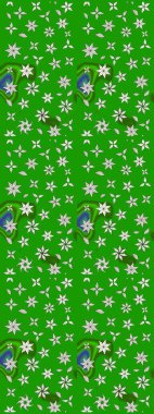 Çiçek desenli çizim. Düz Çiçek Elementleri Tasarımı. Renkli Bahar Teması eskiz kalıbı. Raster illüstrasyonu. Asya tekstil tarzında. Yeşil renkte çiçekler.