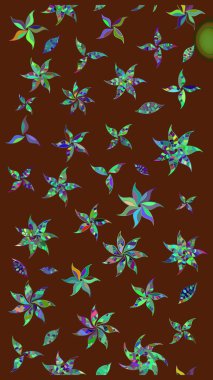 Raster illüstrasyonundaki çiçek desenli çizim. Kahverengi renkte çiçekler.