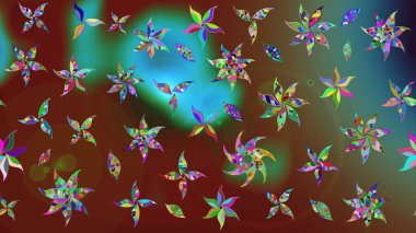 Raster Floral Illustration, Asyalı tekstil. Kahverengi renkli etnik çiçeklerle zarif bir eskiz deseni..