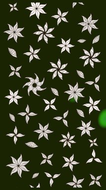 Raster illüstrasyonu. Gri renklerde bahar çiçekleri. Çiçek ve yapraklı karalama şeklinde Raster çiçek deseni.