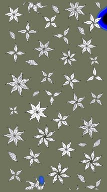 Raster illüstrasyonu. Klasik çiçek tasarımı elementleri. Yeşil kıvırcık çiçekler yeşil renkte şekillenir.