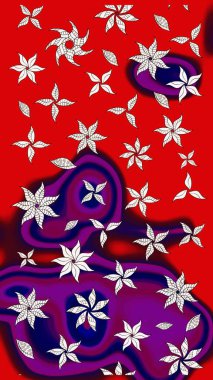 Kırmızı renklerde. Raster illüstrasyonu. 3D çiçekler, çizim.