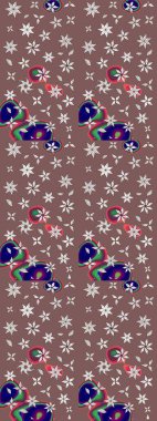 Raster illüstrasyonu. Kahverengi renkli güzel bir tekstil. Suluboya çiçekli çiçek deseni.