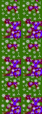 Raster illüstrasyonu. Yeşil renklerde. Raster illüstrasyonundaki çiçek desenli çizim. Güzel kumaş deseni.