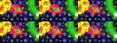 Suluboya çiçekli çiçek deseni. Gri renkli Asya tekstili. Raster illüstrasyonu.