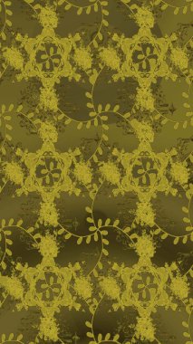 Modern çiçek arkaplanı. Halk tarzı. Parlak renkli çiçekleri ve yeşil, kahverengi ve sarı renkte yaprakları olan şaşırtıcı, pürüzsüz çiçek deseni. Moda baskıları için zarif bir şablon.