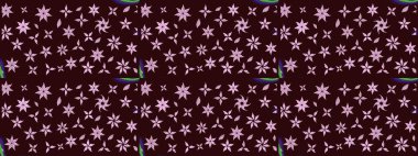 Düz Çiçek Elementleri Tasarımı. Raster Illustrasyon 'daki Çiçek Deseni' nin son moda çizimi. Kahverengi renkli çiçekler. Renkli Yaz Teması çizim şablonu.