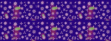 Eskiz geçmişi. Kumaş, tekstil, duvar kağıdı baskısı için. Raster illüstrasyonu. Miles Fleur, süslü püslü bir süs. Tomurcukları papatya çiçekleri olan sevimli bir çiçek deseni. Antika retro tarzı.