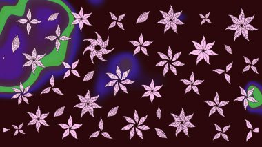 Tekstil için figür. Poster ya da kapak için arka plan. Şirin, zarif çiçekler Raster illüstrasyonu. Yapraklı çizim şekli. Davetiye ve kartpostal tasarımı için dekoratif çiçek unsurları.