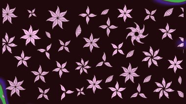 Raster Floral Illustration, Asyalı tekstil. Kahverengi renkli etnik çiçeklerle zarif bir eskiz deseni..