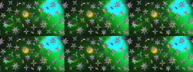 Raster suluboya çiçek deseni, narin çiçekler, yeşil çiçekler, tebrik kartı şablonu. Raster Güzel kumaş deseni.