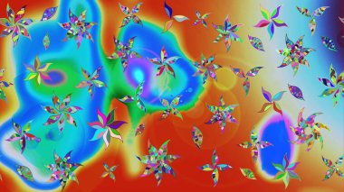 Asya tekstil tarzında. Çiçek desenli çizim. Renkli Bahar Teması eskiz kalıbı. Güzel kumaş deseni. Raster illüstrasyonu. Düz Çiçek Elementleri Tasarımı.