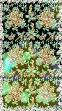 Yeşil renkli altın kar taneleri. Noel altın kar tanesi kusursuz desen. Kış kar dokusu duvar kağıdı. Sembol tatili, yeni yıl kutlaması, altın desenler..