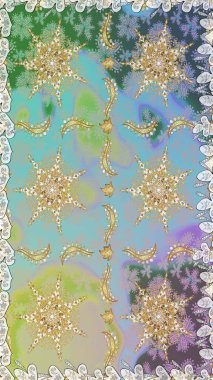 Tarafsız renklerde kusursuz desen. Doğu tarzı arabesk tarzında altın elementler. Raster altın pürüzsüz desen. Kusursuz altın desenli bukleler..