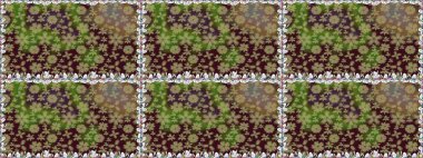 Dallı bahar çiçekleriyle desen, kahverengi renklerle çiçek siluetiyle desen. Raster deseni.