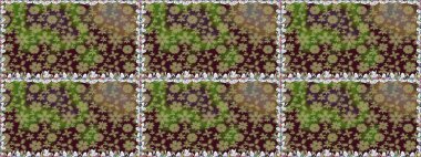 Dallı bahar çiçekleriyle desen, kahverengi renklerle çiçek siluetiyle desen. Raster deseni.