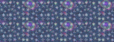 Mavi ve menekşe renkleri üzerine şirin soyut kar taneleri raster tasarımı. Yeni yıl kar tanesi. Düz kar karalama ikonları, kar taneleri silueti Noel afişi için, kartlar.