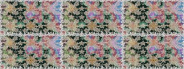 Çiçekli karalama şeklinde Raster çiçek deseni. Tarafsız ve gri renklerde bahar çiçekleri. Raster illüstrasyonu.