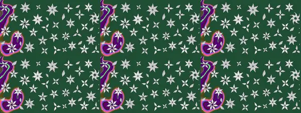 Soyut çiçek çizim kalıbı arka planı. Küçük çiçekteki sevimli çiçek deseni. Raster illüstrasyonu. Yeşil renklerde. Raster deseni.