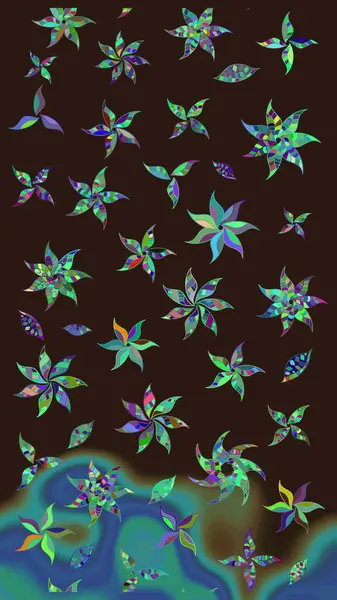 Raster illüstrasyonu. Küçük çiçekteki sevimli çiçek deseni. Güzel karalamalı çiçek desenli çizim. Güzel kumaş deseni.