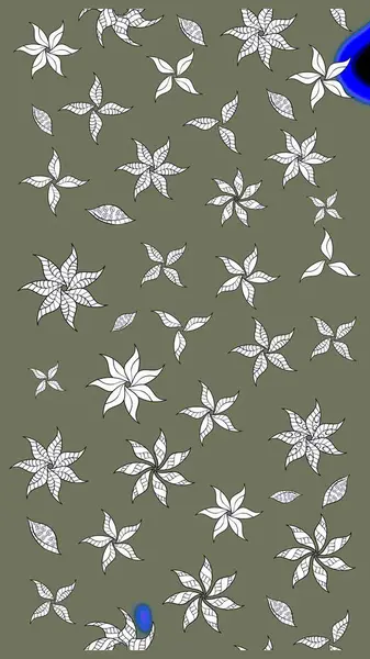 Raster illüstrasyonu. Klasik çiçek tasarımı elementleri. Yeşil kıvırcık çiçekler yeşil renkte şekillenir.