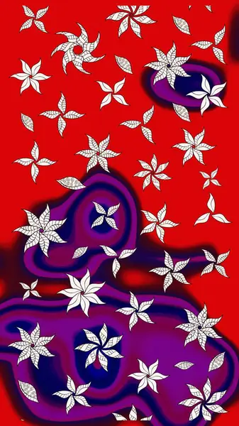 Kırmızı renklerde. Raster illüstrasyonu. 3D çiçekler, çizim.