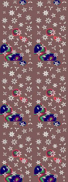 Raster illüstrasyonu. Kahverengi renkli güzel bir tekstil. Suluboya çiçekli çiçek deseni.