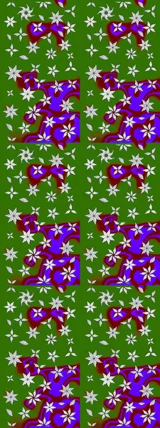 Raster illüstrasyonu. Yeşil renklerde. Raster illüstrasyonundaki çiçek desenli çizim. Güzel kumaş deseni.