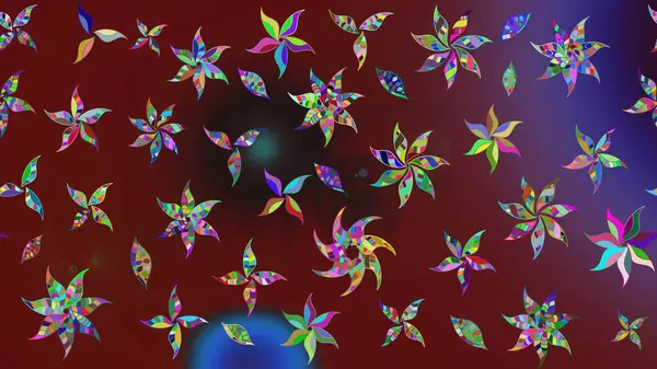 Çocuksu tasarım. Elle çizilmiş çiçek desenli Raster çizimi. Tekstil, kumaş, ambalaj, hatıra defteri için hoş bir çiçek arkaplanı. Kırmızı arkaplanda.