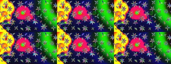 Raster çiçek desenli çiçek deseni, yapraklar, dekoratif elementler, sıçrama, lekeler, el çizimi kontur çizgileri ve Doodle çizim stili, grafik raster çizim çizimi.