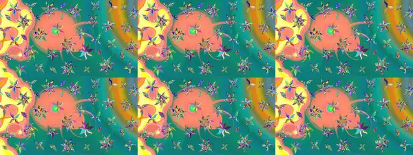 Küçük çiçekteki sevimli çiçek deseni. Raster deseni. Mavi renklerde. Raster illüstrasyonu. Soyut çiçek çizim kalıbı arkaplanı.