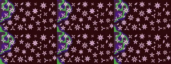 Düz Çiçek Elementleri Tasarımı. Renkli Bahar Teması eskiz kalıbı. Raster Modaya uygun kumaş deseni. Kahverengi renkli şirin çiçek deseni.