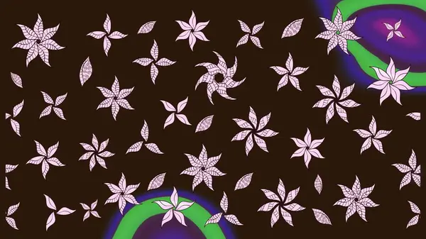 Renkli Bahar Teması eskiz kalıbı. Raster Modaya uygun kumaş deseni. Kahverengi renkli şirin çiçek deseni. Düz Çiçek Elementleri Tasarımı.