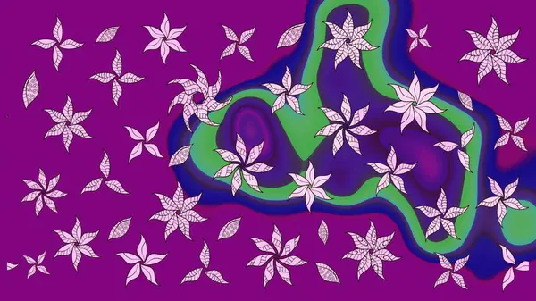 Eski moda arka plan. Çiçek çelengi. Kıvırcık, parlak örgü. Raster illüstrasyonu. Desen, çizim, çiçek sınırı. Güzel, pürüzsüz kumaş, tuval..