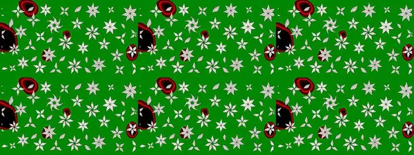 Patlayan çiçekler soyut olarak yerleştirilmiş. Raster illüstrasyonu. Yumuşak, yeşil renkli bahar çiçekleri. Raster deseni.