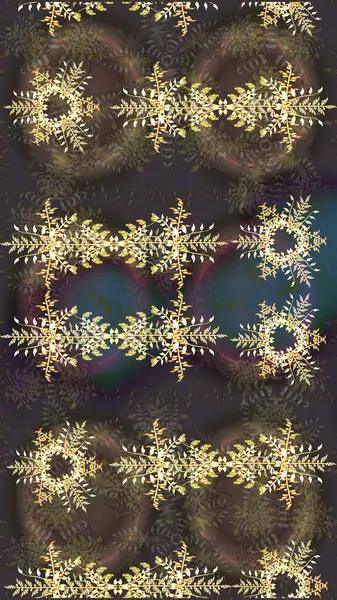 Yüzey için tekrarlanan doku, ambalaj kağıdı, kahverengi, gri ve yeşil renkler. Raster illüstrasyonu. Renkli arka planda izole kar taneleri. Kış kar tanesi, raster arkaplan.