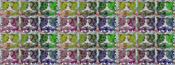 Kusursuz desenli, yeşil renkli parlak çiçekli halı..