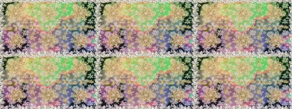 Damask arkaplanı tekerrür ediyor. Antika altın tekrarlanabilir duvar kağıdı. Tarafsız renklerde altın element. Barok tarzında altın çiçek süsü..