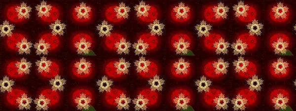 Raster illüstrasyonu. Düz Çiçek Elementleri Tasarımı. Siyah, kırmızı ve kahverengi renklerde zarif çiçekli suluboya. Renkli Bahar Teması Kusursuz Arkaplan.